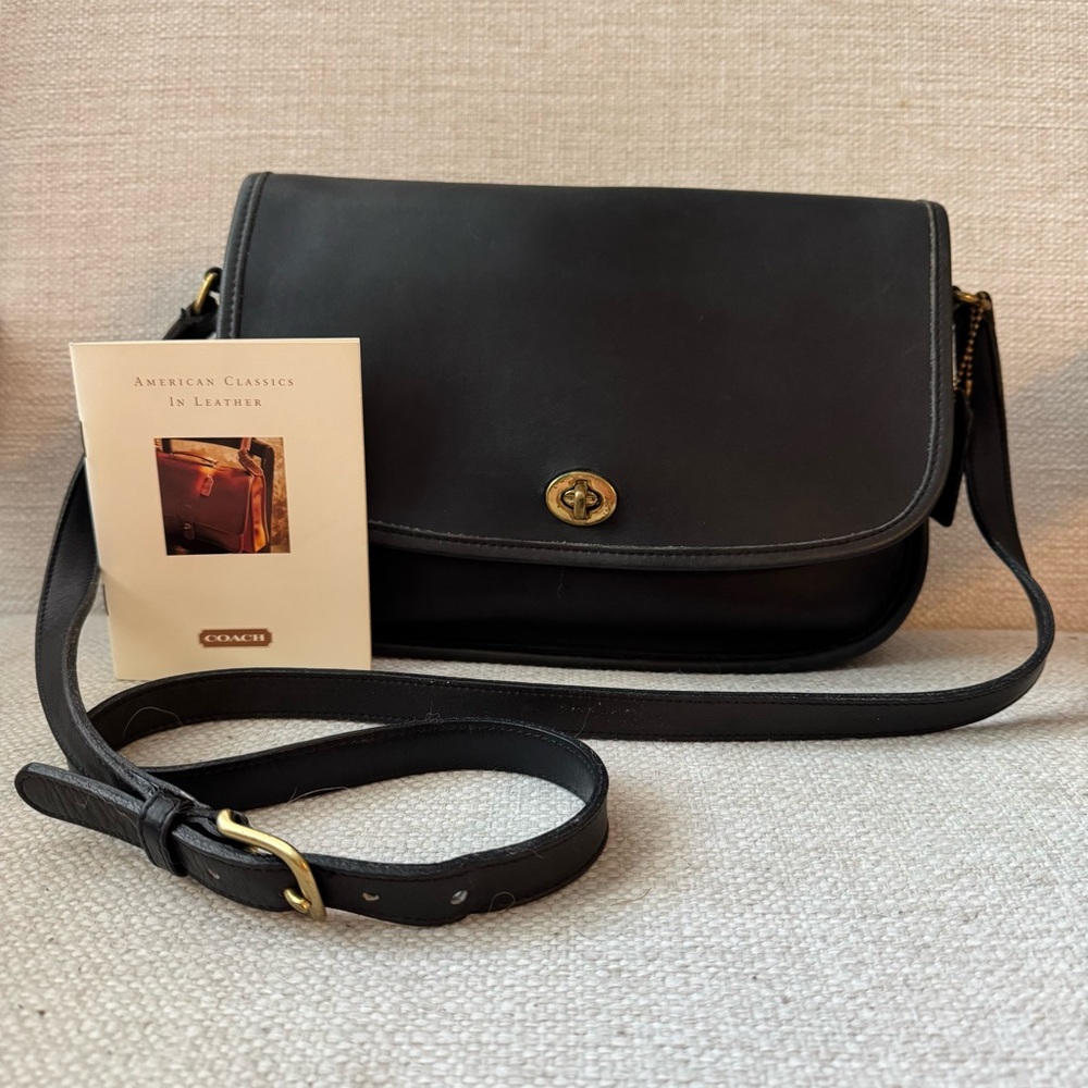 Vintage 1996 Coach City Bag 9790 Black Leather Crossbody Made in USA